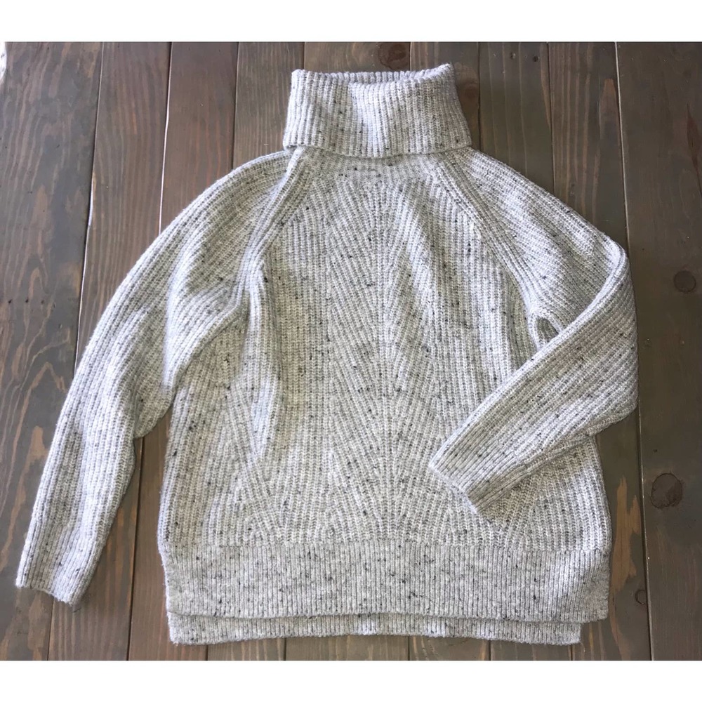 Madewell Light Gray Speckled Turtleneck Sweater